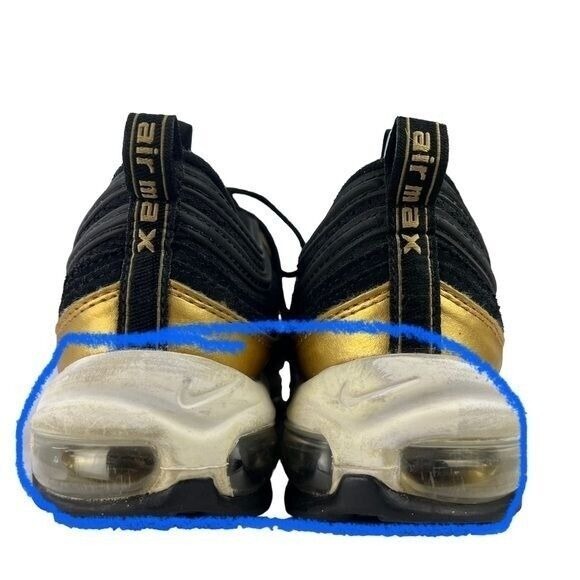 Nike‎ AirMax 97 Shoes Womens 9 Youth 7 Black Metallic Gold Shoes - Picture 13 of 13